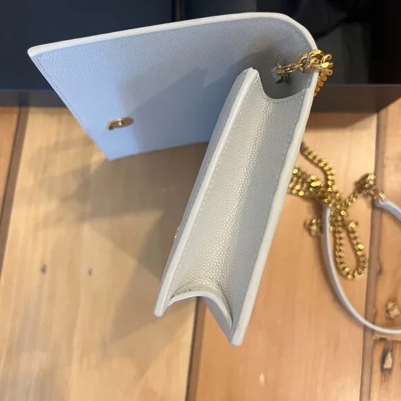 Yves Saint Laurent Cream Crossbody Bag with Gold Chain